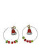 Handmade Gold Plated Metal Hoops Christmas Hat Stripe 4cm Tatu Moyo Earrings