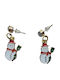 Handmade Gold Metal Christmas Snowman Earrings 3cm Tatu Moyo