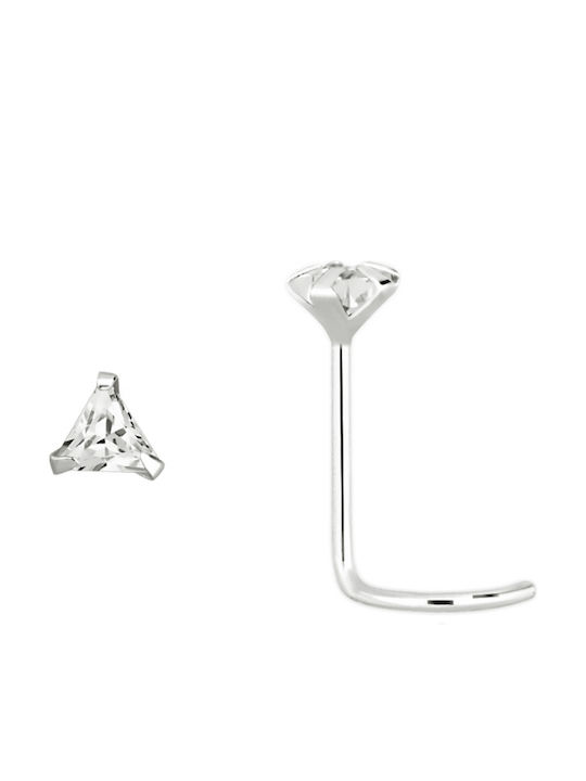 Precious Nose Stud Single White Gold 14K Dgsc-trw Transparent