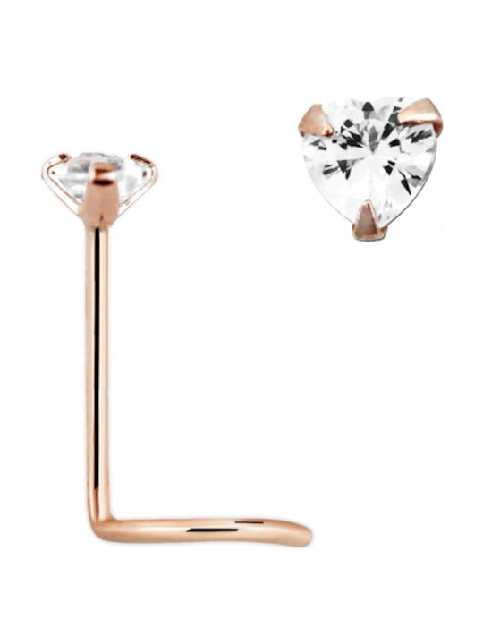 Sofistico Nose Piercing Heart Pink Gold 14K Dgsc-her Transparent