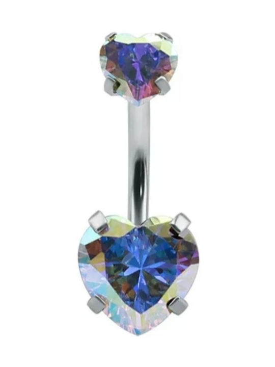 Belly Button Earring Iridescent Stone Hypoallergenic Surgical Steel