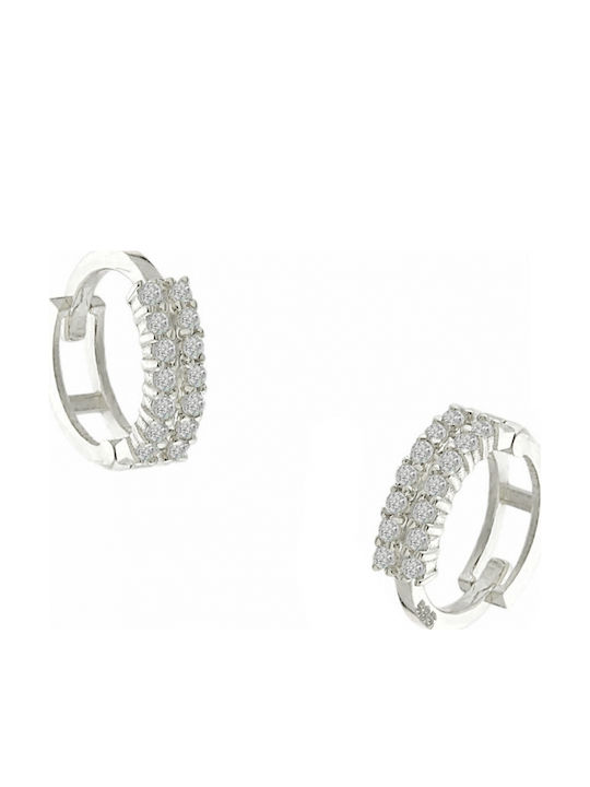 Art D Earrings Hoops in 14K White Gold Zircon Ade-309w