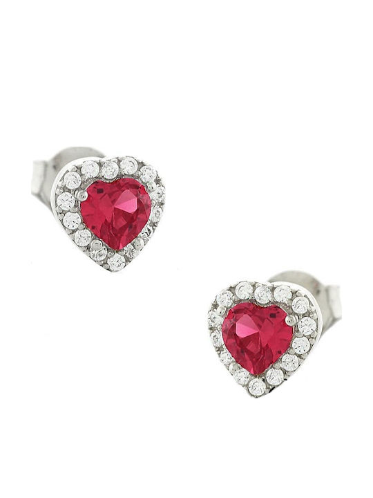 Art D Earrings Hearts White Gold 14K Zircon Ade-289 Transparent Fuchsia