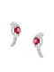 Art D Earrings Rosette White Gold 14K Zircon Ade-386 Transparent White Fuchsia