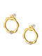 Women's Gold Plated Stud Earrings with Stone Steel 316l Art 02218