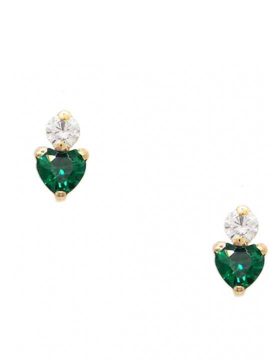 Art D Earrings Single Gold 14K Zircon Ade-401 White Green