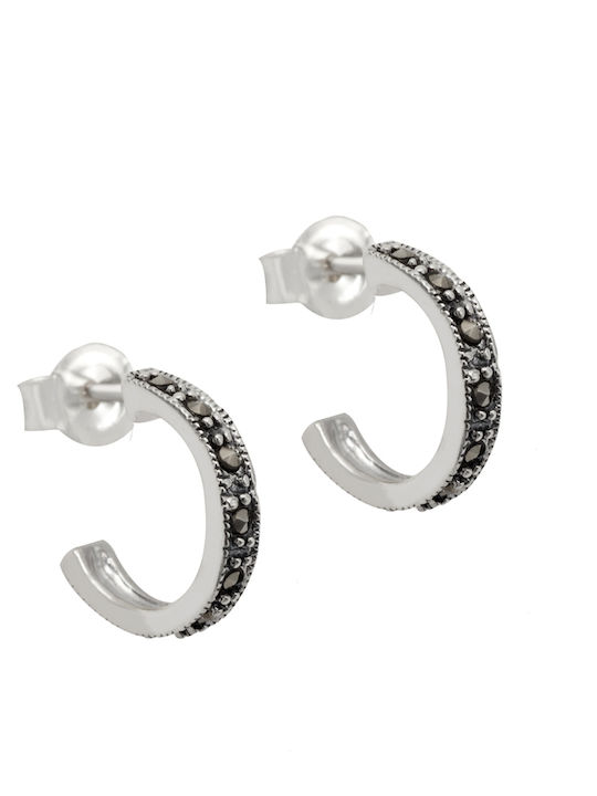 Silverline Ασημένια Unisex Σκουλαρίκια Ορυκτές Πέτρες Μαρκασίτη