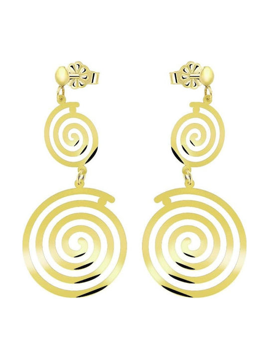 Yellow Gold Pendant Earrings K14 Spiral Sk11100437