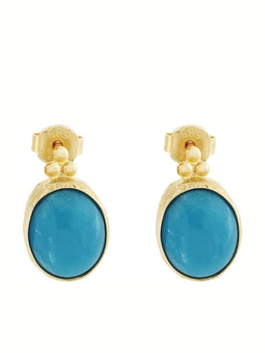 Gelbe Goldene Nieten Ohrringe K14 Türkis Sk11100120 Gelbe Goldene Nieten Ohrringe K14 Türkis Sk11100120