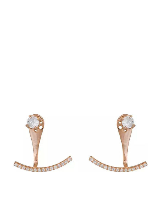 Doppelte Rosa Ohrringe 925 Weiße Zirkon 037168 037168 Silber