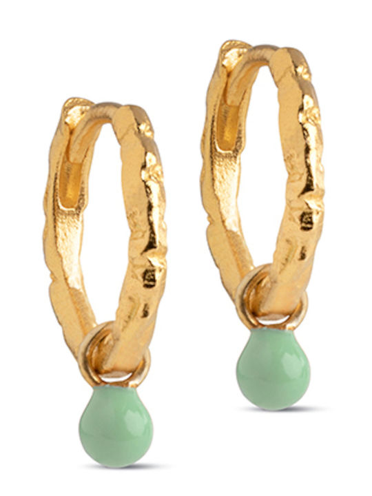 Cercei Cercuri Belle Verde Gri E245gm Placate cu Aur 18k Argint 925 Sterling