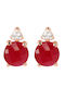 Bronzallure Felicia Cz Button Earrings Valentine Day Σκουλαρίκια Ορειχάλκινα Ροζ Χρύσωμα 18κ 04150-wsbz02015.pa