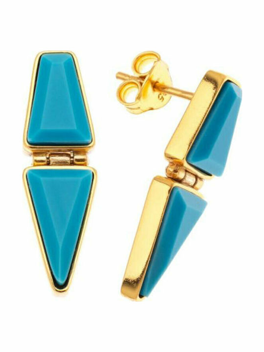 Women's Silver Gold Plated Earrings 925 Blue Turquoise