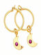 Women's Silver Gold Plated Yellow Hoops 925° Moon Shapes
