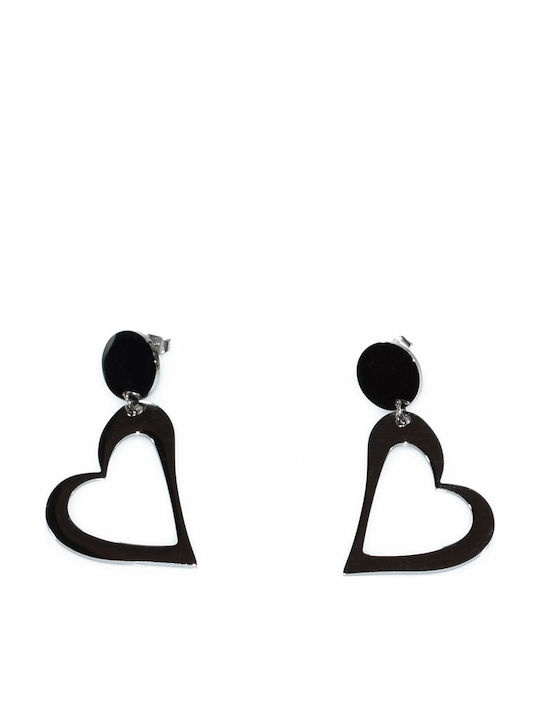 Stainless Steel Earrings Hearts Silver Bz-er-00353