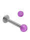 Earrings Lip Bar Steel Silver Acrylic Purple Ball