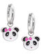 Children's Hoop Earrings Steel Silver Hanging Panda