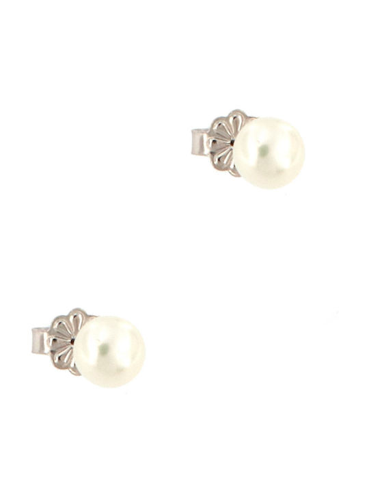 White Gold 14K Stud Earrings Pearl 5.5 Millimeters