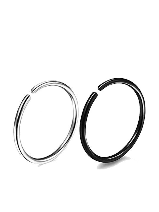 Amalfi Accessories Nose Piercing Earring Set in Steel 9mm Silver / Black 2pcs