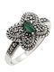 Silverline Inel Argint Pentru Femei Cu Agat Verde Fluture Și Pietre Minerale Marcasite