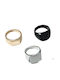 Men’s Ring Set Σετ 3 Δαχτυλίδια Ασημί Χρυσό Μαύρο Κράμα Ορειχάλκου