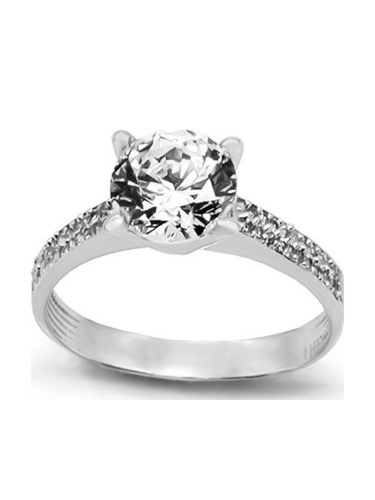 Solitärring Weißgold Zirkon 14k Δαχ02061 Solitärring Weißgold Zirkon 14k Δαχ02061