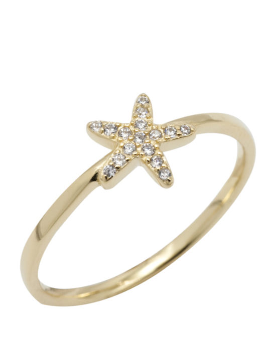 Silverline Inel Argintat Pentru Femei Stea Cu Zircon Placat Cu Aur Galben