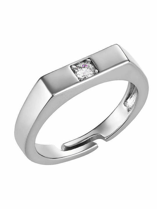 Silver 925 Chevalier Ring White Stone Asz-0251w