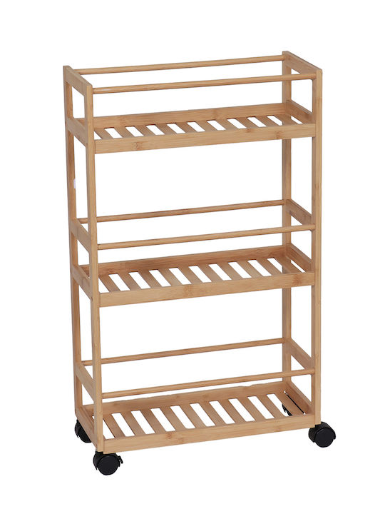 Wooden Kitchen Trolley 3 Tiers Beige 45.5x20x75cm