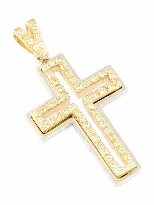 Handgefertigter Zweifarbiger Taufkreuz aus Gold K14 von Valoro Werkstatt