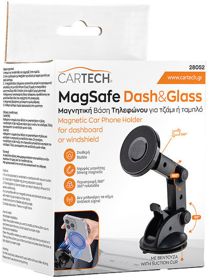 Cartech Поставка за Мобилен Телефон за Кола с магнит MagSafe Черна