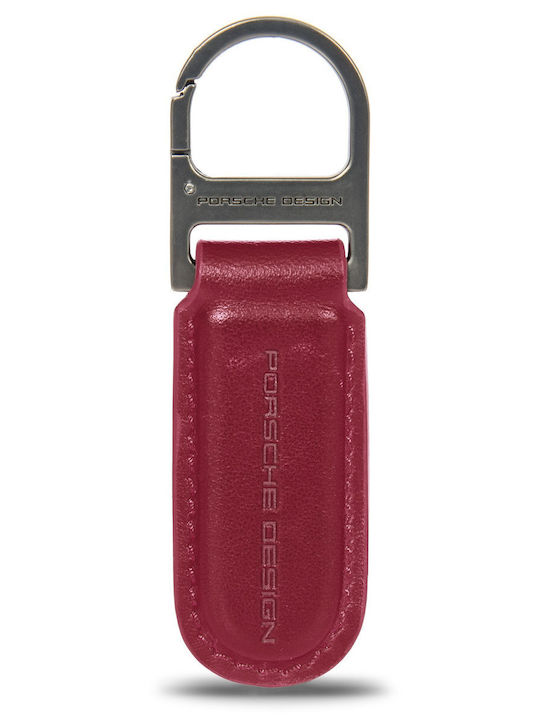 Porsche Design Брелок Keyring Кожен Овален Карминено Червен