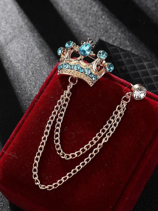 Χρυσαφί Καρφίτσα Πέτου Crown Τιρκουάζ Κρύσταλλο