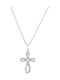 Weißgold Kreuz mit Zirkon 14k KOL01426