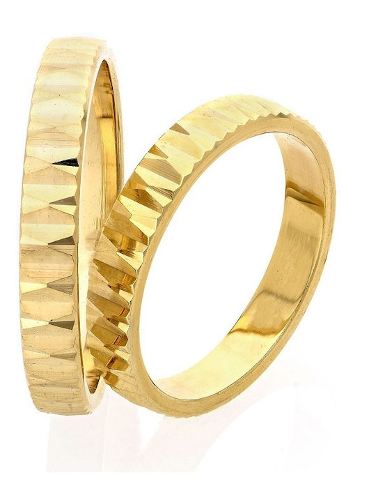 Set Couple Gold Wedding Rings 9 Carats Stergiadis S106