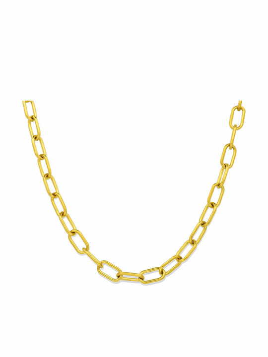 Romeo Chain Gold 7mm Αλυσίδα Λαιμού Ανοξείδωτο Ατσάλι 316l 45 Cm