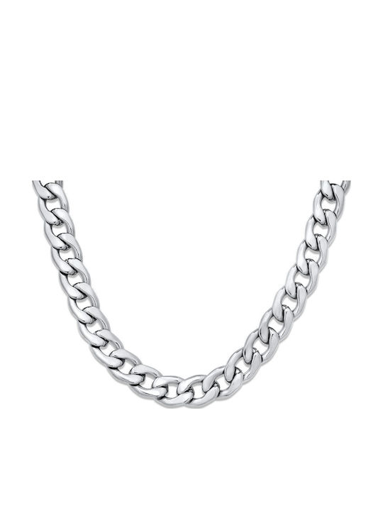 Gurmet Extra Kette Silber 9mm Αλυσίδα Λαιμού Ανοξείδωτο Ατσάλι 316l 50 Cm