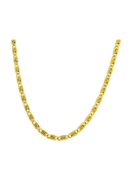 Maiandros Chain Gold 3mm Αλυσίδα Λαιμού Ανοξείδωτο Ατσάλι 316l 55 Cm