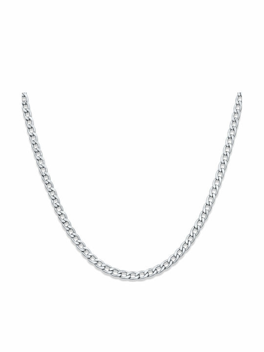Jacob Chain Silver 4mm Αλυσίδα Λαιμού Ανοξείδωτο Ατσάλι 316l 40 Cm