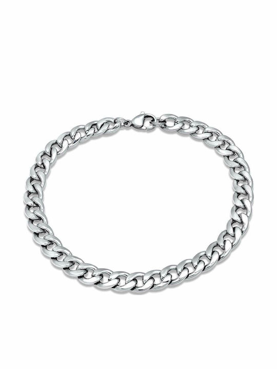 Gurmet Сребърна Гривна 7мм Верига Неръждаема Стомана 316l 18-19 См