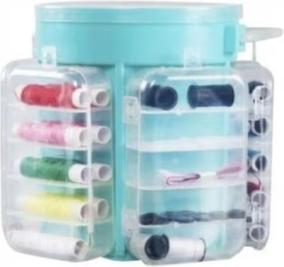 Set Portabil De Cusut Și Croitorie 200 Piese Organizator Din Plastic Mâner Albastru