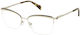 Damen Metallischer Brillengestell Katzenauge Gold VBM186 0367
