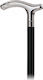 Gehstock Holz Schwarz Silberne Griff Chrom T-Form 019967