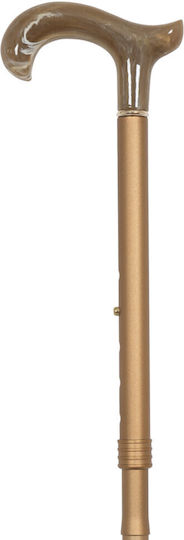 Folding Aluminum Walking Stick Gold Acrylic Handle Beige