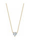 Lederkette Luca Barra Gold Stahl Kristall Herz Ck2095