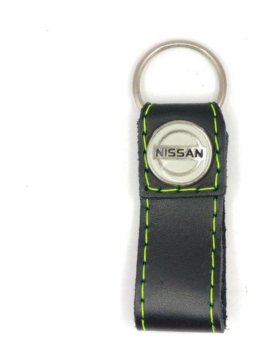 Μπρελόκ Δερμάτινο Σμάλτο Nissan Μαύρο-λαχανί 7640-k
