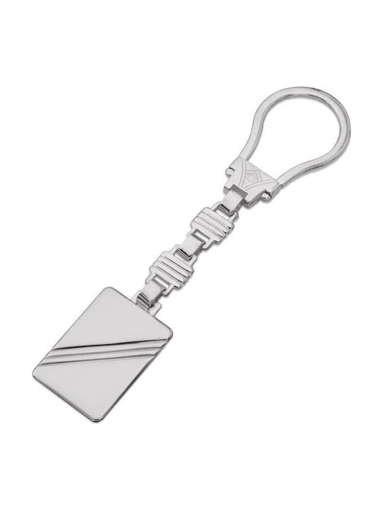 Silberner Schlüsselanhänger Rechteckige Schlaufen 10,5x2cm