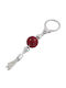 Silver Keychain Red Stone & Tassel 13.0x3.0cm