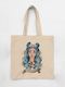 Cotton Fabric Shoulder Bag Ecru Zodiac Sign "Aquarius"