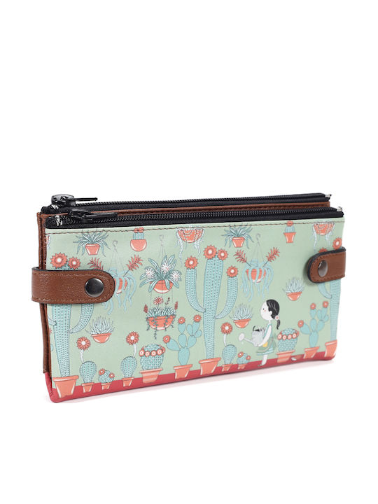 Πορτοφολι Μεγαλο Σχεδια Κακτος Δερματινη Vegan Wallet Brown S.wallet S.tree Μεγάλο Πορτοφόλι Καρτών Pera Πορτοφολι S.wallet Cactus